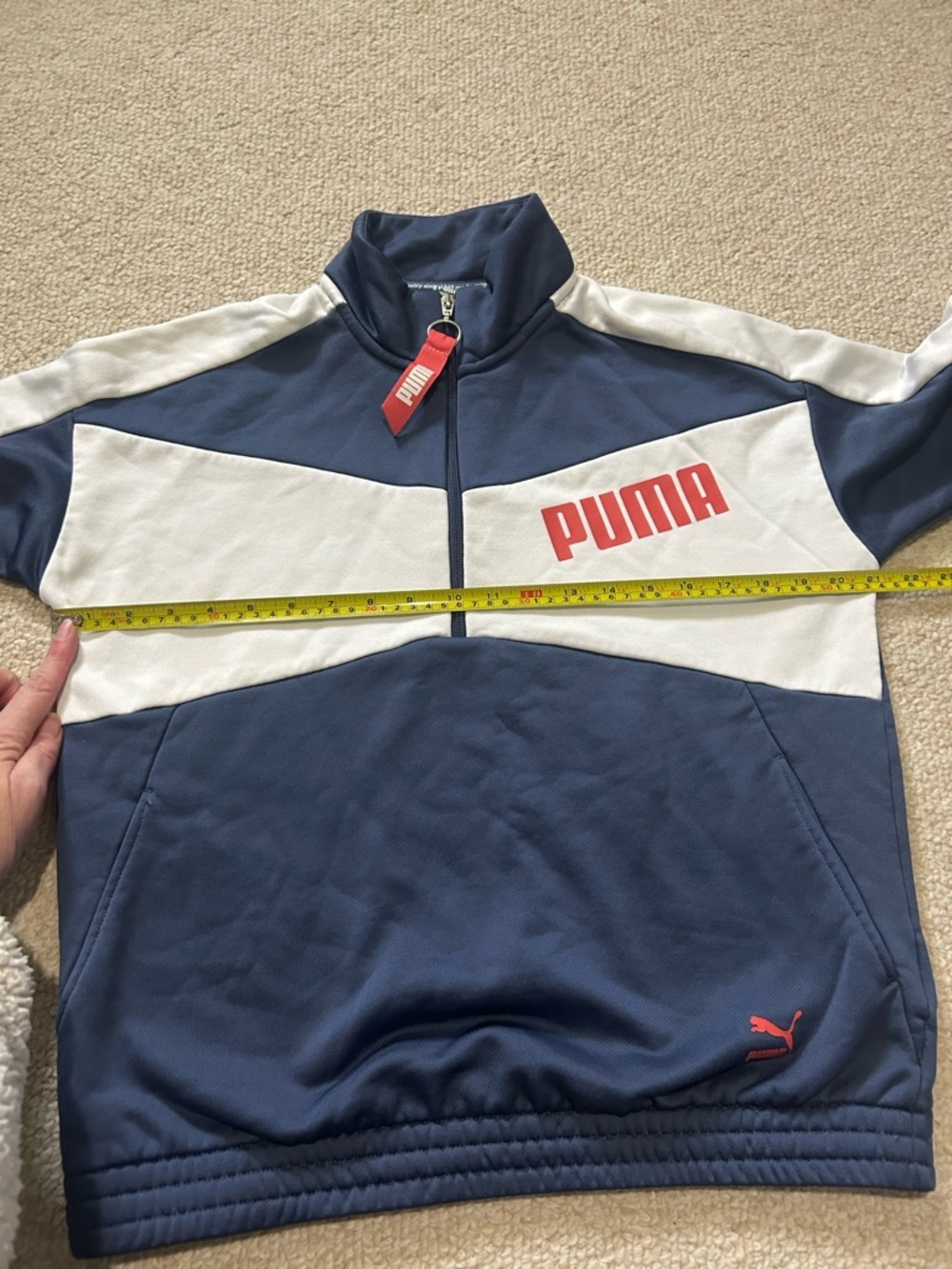 PUMA Navy & White Half-Zip Pullover Womens Medium Athletic Warmup Sporty - Picture 12 of 14